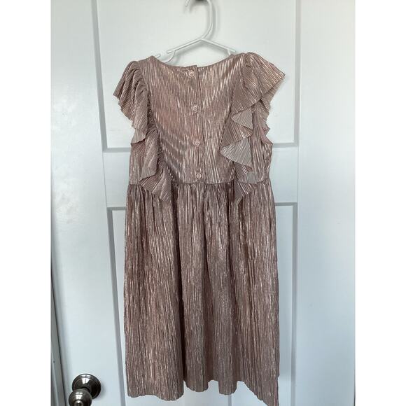 Janie and Jack Girls Metallic Plisse‎ Bow Dress Birthday Party Rose Gold Size 8 - Picture 6 of 12